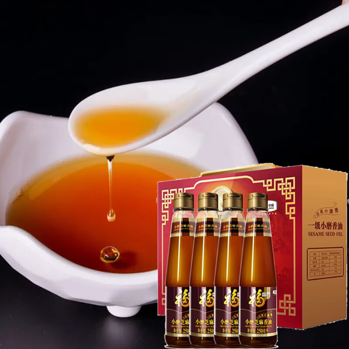 中粮 福临门一级小磨芝麻香油礼盒C 1L