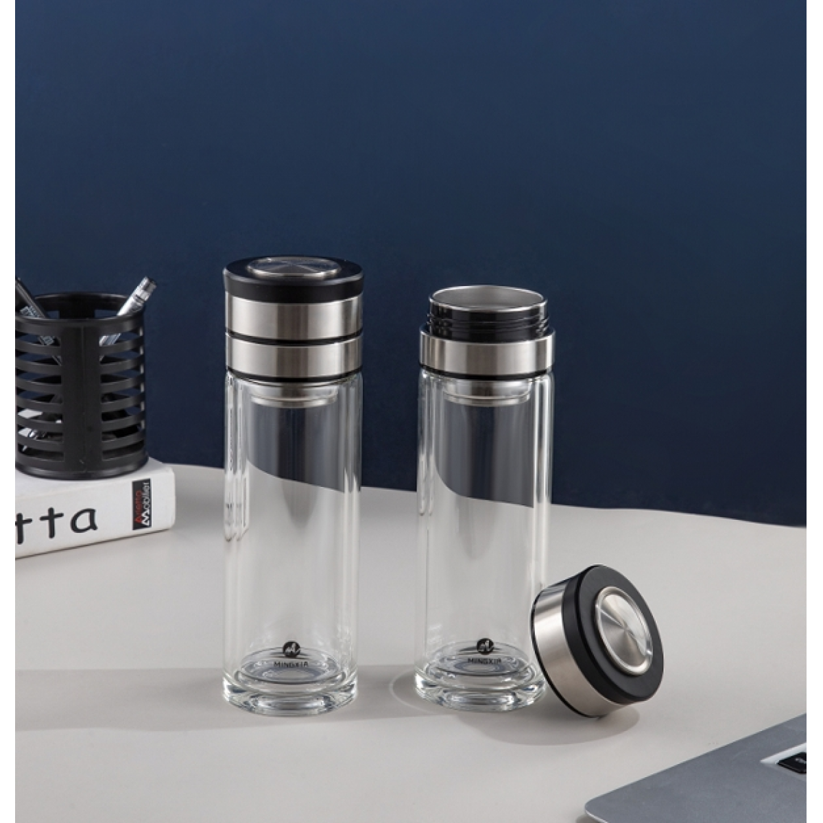 明霞 双层茶水分离玻璃杯 MX5010-ST360 360ml