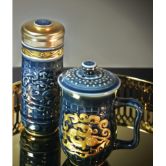 乾唐轩 势在必得高杯 470ml 宝石蓝+鎏金