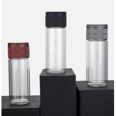 明霞 双层泡茶师玻璃杯 MX3427-ST300 300ml