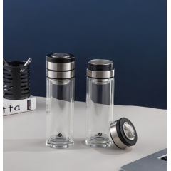 明霞 双层茶水分离玻璃杯 MX5010-ST360 360ml