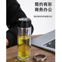 明霞 双层泡茶师玻璃杯 MX3552-320 320ml