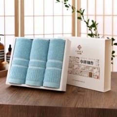 洁丽雅 清柔-3 70*34cm 70g 纯棉面巾*3条（颜色混发）