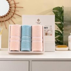 洁丽雅 清柔-3 70*34cm 70g 纯棉面巾*3条（颜色混发）