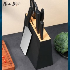 张小泉 飒•五丈原套装刀具六件套 D31610100 斩切刀175mm/小厨刀180mm/水果刀105mm/剪刀200mm/磨刀棒310mm/塑料刀座