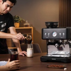 大宇（DAEWOO)  研磨一体式小型半自动咖啡机 2200W DY-KF22C(布朗黑)/DY-KF26A(科洛白)