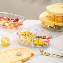 可美瑞特（COMATE）凌波微步耐热保鲜盒三件套C  椭圆800ml*3+布包*1 YTLBWBBXH/L3C