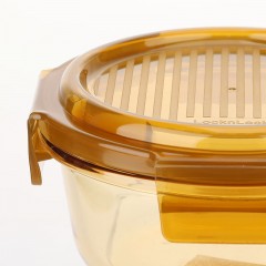乐扣乐扣  琥珀色圆形玻璃保鲜盒 1000mL LCB234FU
