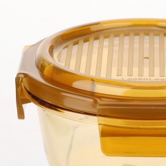 乐扣乐扣 琥珀色圆形玻璃保鲜盒三件套 小圆 400ml*2 深圆 700ml*1 LCB225FU