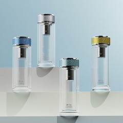 万象 钛银抗菌双层玻璃杯  360ml TV27L