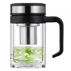 万象 双层玻璃办公杯 360ml V214L