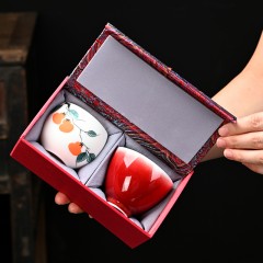 郎红羊脂玉主人杯两件套 郎红主人杯+羊脂玉主人杯