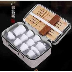 高白瓷旅行茶具  盖碗+公道杯+茶漏组+茶杯+茶盘+茶巾+茶夹