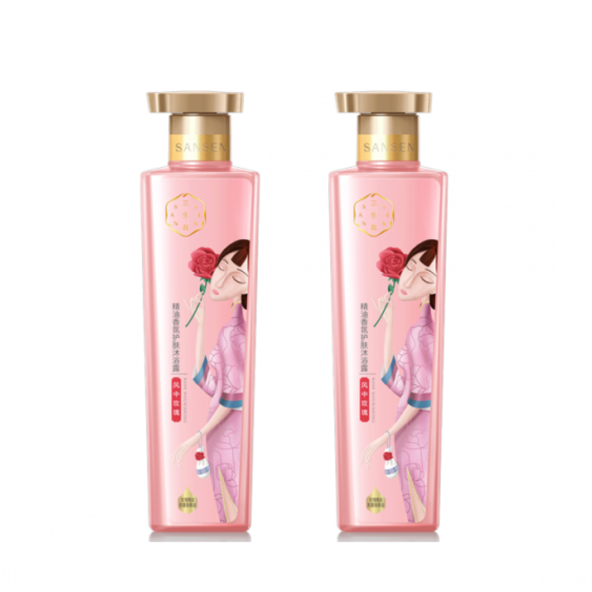 百雀羚三生花精油香氛护肤沐浴露套装 （风中玫瑰）500ML*2