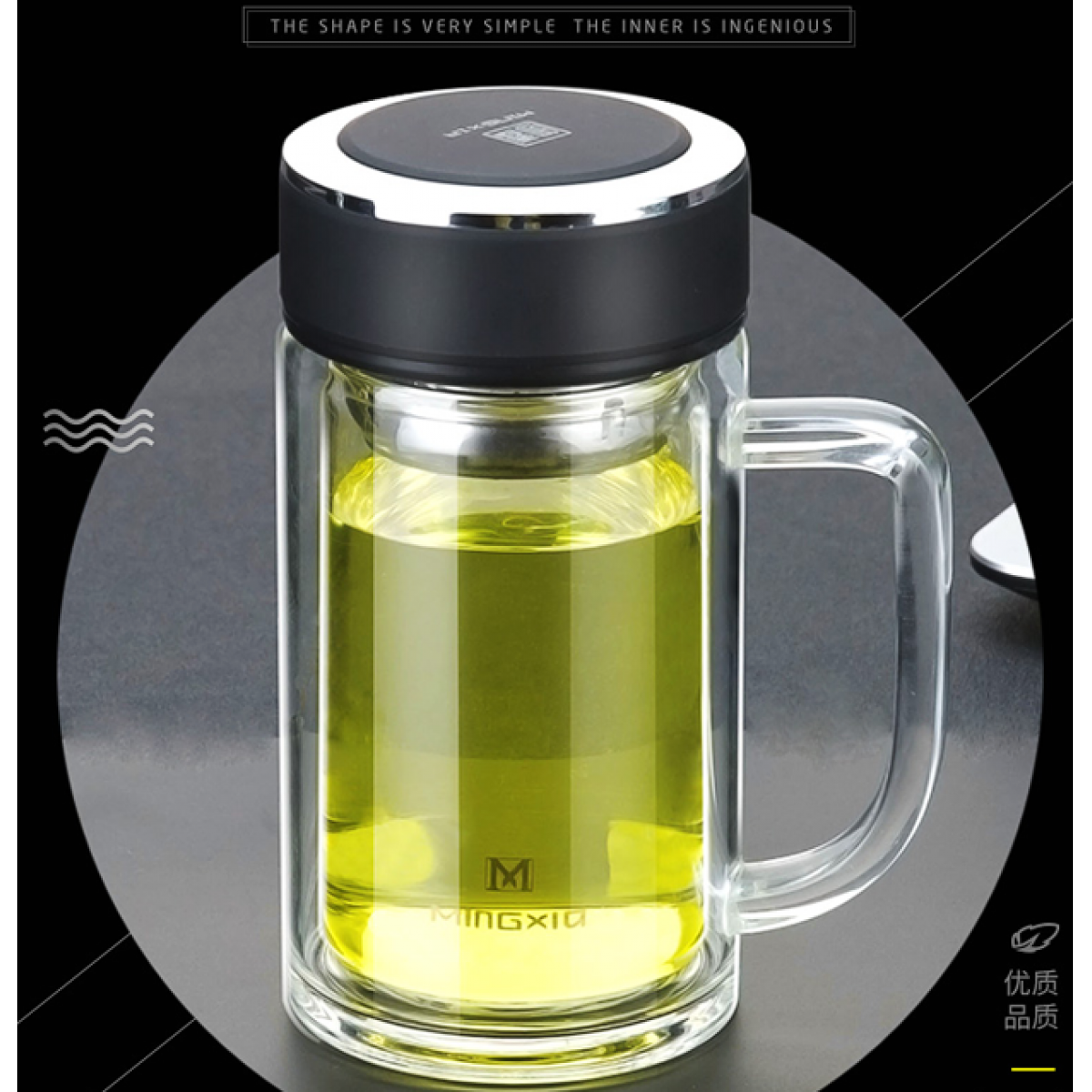 明霞 双层办公玻璃杯 MX229-400 400ml