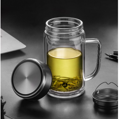 明霞 双层办公玻璃杯 MX3408-SB380 380ml