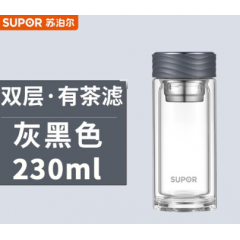 苏泊尔（SUPOR） 沁·耐热玻璃杯.灰黑色/粉紫色 KC23GR10 230,ml