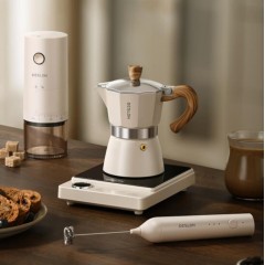 德世朗（DESLON） 咖啡套装 电陶炉 磨豆机 奶泡机 摩卡壶 DDQ-TZ02