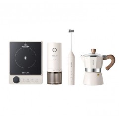 德世朗（DESLON） 咖啡套装 电陶炉 磨豆机 奶泡机 摩卡壶 DDQ-TZ02