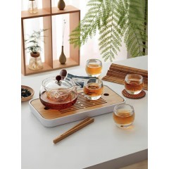 康宁 逍遥系列茶具六件组 （500ml(壶）*1+70ml（杯）*4 + 29cm*15cm （茶盘） *1）  WK-BH06P81C-JY/KZ