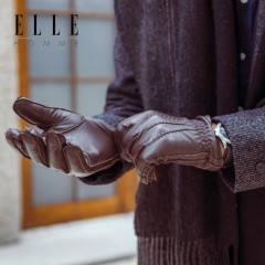 ELLE男士羊皮手套真皮分指防风骑行保暖开车秋冬季送礼礼盒装