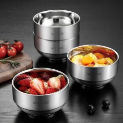 美厨304不锈钢双层隔热碗11.5CM（4只装） MCWA8014