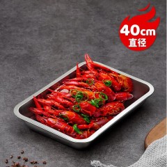 美厨304不锈钢色深方盘40cm MCFT2373