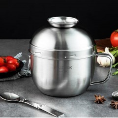 美厨304不锈钢快餐杯14cm品尚系列（含折叠勺）1300ml MCFT8632