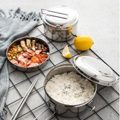 美厨304不锈钢双层饭盒15.5CM MCFT5336