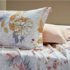 富安娜 纯棉四件套-清叶梦语 被套203*229cm 2.5kg