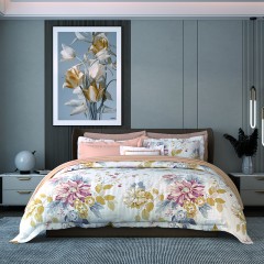 富安娜 纯棉四件套-清叶梦语 被套203*229cm 2.5kg