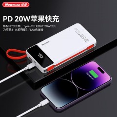 纽曼 10000毫安自带线快充数显移动电源 P170