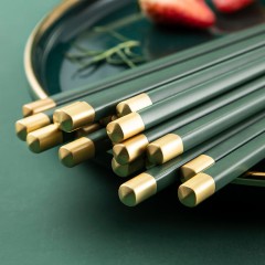 美厨（maxcook）抗菌合金筷子轻奢风10双装墨绿色  MCK6273