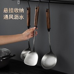 美厨316不锈钢胡桃木柄漏勺 39.5*12cm MCCU2647