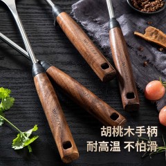 美厨316不锈钢胡桃木柄漏勺 39.5*12cm MCCU2647