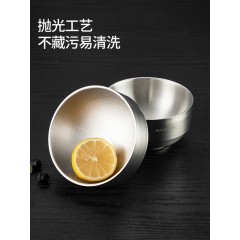美厨304不锈钢韩式双层隔热汤碗13CM（2只装） MCWA615