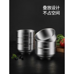 美厨304不锈钢韩式双层隔热汤碗13CM（2只装） MCWA615
