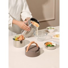 美厨304不锈钢真空保温提锅2.0L（月牙白）MCTG4086