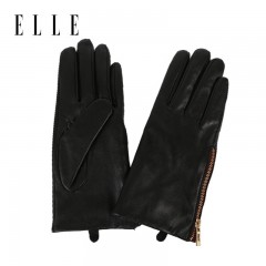 ELLE女士真皮羊皮手套分指防风开车骑行舒适手套
