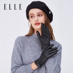 ELLE真皮手套女士防风防水骑行法式优雅经典款送礼必备