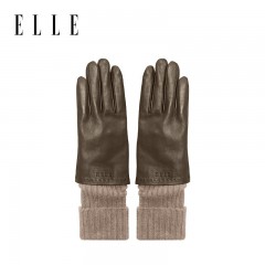 ELLE【礼盒装】真皮手套山羊皮手套时尚开车驾驶拼接节日送礼生日礼物