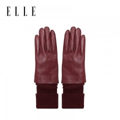 ELLE【礼盒装】真皮手套山羊皮手套时尚开车驾驶拼接节日送礼生日礼物