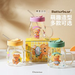 摩登主妇 黄油小熊吸管玻璃杯 A7H5C5N92-93-94