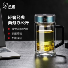 希诺（heenoor）双层钛抗菌玻璃杯 420ml  XN-T962L