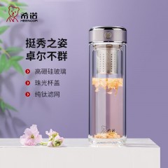 希诺（heenoor）双层抗菌玻璃杯310ml   XN-603L