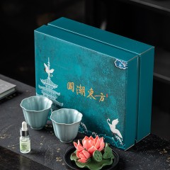 宏裕 非遗·荷花汝窑开片对杯·香氛礼盒套装 HYXQ1060