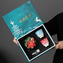 宏裕 非遗·荷花冰花釉对杯·香氛礼盒套装 HYXQ1061