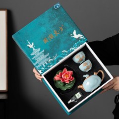 宏裕 非遗陶瓷荷花1壶2杯精油香氛礼盒套装  JHY-CJ-198-1 （5头）