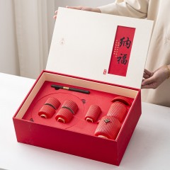 宏裕 纳福居家10头粗陶普洱茶礼盒套装 JHY-CJ-113