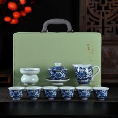 宏裕 青花1号10头盖碗6杯礼盒套装 JHY-CJ-185